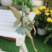 Estatuilla de Hada de las flores sentada Retro creativa, artesanías de resina divertidas, estatua de alas de Ángel, escultura de hadas hecha a mano, decoración de jardín - details 2