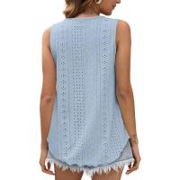 BUNO-2025 Novedad de verano, camisas para mujer, cuello redondo, sin mangas, Color sólido, camisetas sin mangas informales holgadas, blusas blancas para fiesta en la playa, camisas para mujer - details 8