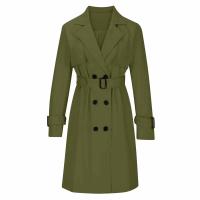 Abrigo de Trench de Moda Casual para Mujer con Cinturón Desmontable y Bolsillos Diseño de Cierre de Doble Botonadura Material Exterior de Poliéster Abrigo de Tren de Largo Medio para Otoño/Invierno - details 13