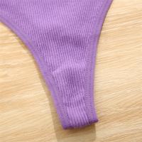 4 Uds., ropa interior lisa de algodón a rayas para mujer, bragas sexis con cintura en V, Tanga para mujer, Bikini cómodo y suave con espalda en T, M-XL - details 15