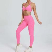 Conjunto de yoga sin costuras para mujer, pantalones de chándal de cintura alta con bolsillos para levantar la cadera, tres sujetadores sin espalda, Body de entrenamiento de gimnasia - details 7