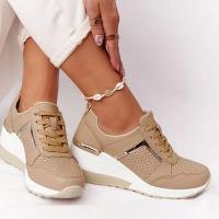 Zapatillas Deportivas Casuales para Mujer Tacón de Cuña Grande Malla Transpirable Colores Ajuntos - details 2