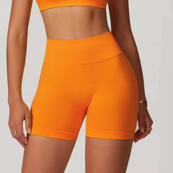 Pantalones cortos de yoga sin costuras para mujer, ropa deportiva de cintura alta, realce de cadera, entrenamiento, gimnasio, verano - 1