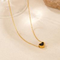 Collar de corazón negro de moda para mujer: cadena de clavícula minimalista de acero inoxidable en estilo europeo - details 0