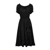 Nuevo vestido irregular retro europeo y americano, vestido con cordón medieval victoriano de manga corta con cuello de una palabra - details 1