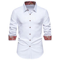 Camisa de Moda Primavera para Hombre con Diseño de Patchwork de Flores Manga Larga Camisa de Negocios Casual para Fiesta Material Exterior de Poliéster - details 4