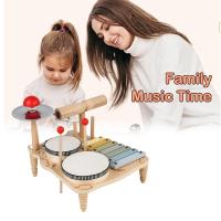 Juego de tambor de madera para niños pequeños, mesa de música de percusión para principiantes, estante de tambor para niños - details 4