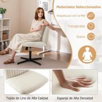 Silla Escritorio sin Brazos, Silla de Oficina con Tela de Lino, Mecedora 120 ° , Altura Ajustable, Silla Tocador con Piernas Cruzadas Estudio Dormitorio Oficina, 71 x 66 x 78-91,5 cm - details 4
