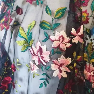 Vestido de doble Bloqueo de Color clásico para mujer, tela Hanfu hecha a mano, accesorios de flores de encaje DIY - 1