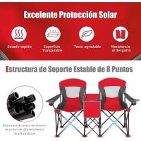 Sillas de Camping Plegables, Silla Plegable Portátil Doble con Bolsa de Transporte Refrigeradora, Silla de Picnic de 2 Asientos para Exteriores con Mesa y Dosel Desmontable (Azul) - details 14