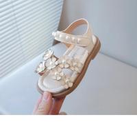 Sandalias florales para niñas pequeñas con cuentas, zapatos dulces de princesa de verano para niños, punta abierta, antideslizantes, talla 21-30, gancho y bucle, - details 11
