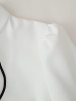 Up-minivestido blanco de encaje con cuello levantado para mujer, Vestidos elegantes de manga larga para fiesta, Vestidos clásicos calados para mujer - details 3