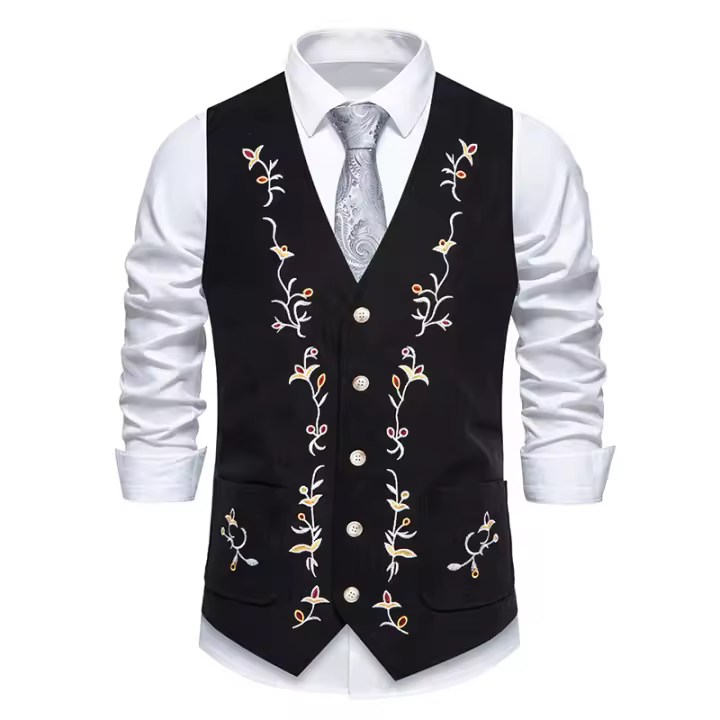 Chaleco Retro de Cuello en V Moda de Fiesta de Ocio para Hombres Material de Poliéster - 1