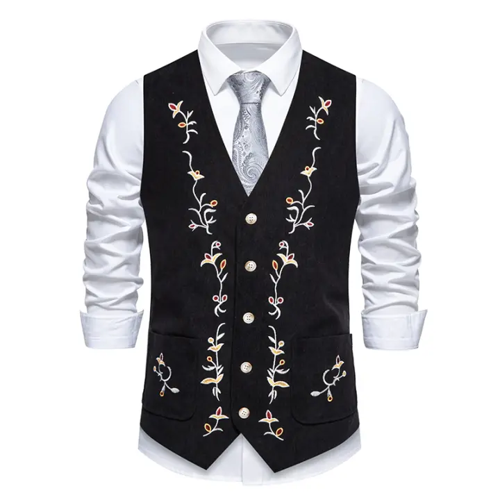 Chaleco Retro de Cuello en V Moda de Fiesta de Ocio para Hombres Material de Poliéster - 1