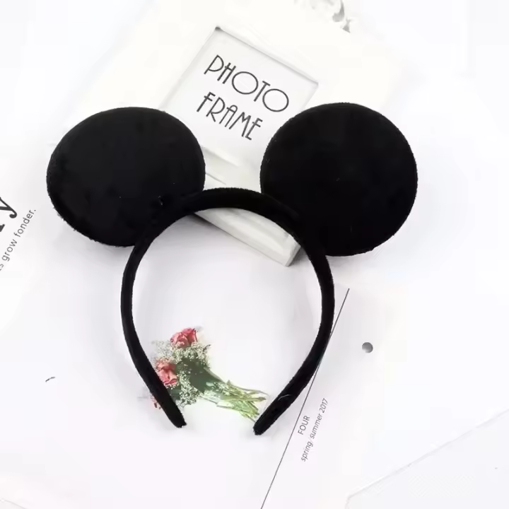 Diadema con lazo de Minnie, sombreros para niños, parque de atracciones, diadema con orejas de conejo de Mickey de dibujos animados, pinza para el pelo para mujer - 1