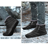 Botas de invierno informales para hombre, botines de terciopelo, impermeables, con doble cremallera, botas de nieve, zapatos de algodón antideslizantes cálidos para exteriores - details 9