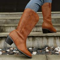 Otoño Invierno botas de tacón bajo para mujer zapatos femeninos - details 1