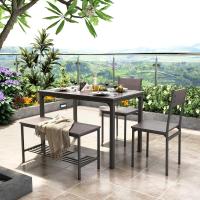 Juego de comedor de 4 piezas con mesa, 2 sillas y 1 banco. Conjunto de muebles de cocina de madera con estructura de acero. - details 20