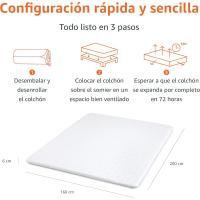 Tope para colchón de Espuma (160W x 200L x 6H cm de Altura, con Funda Lavable), Color Blanco - details 2