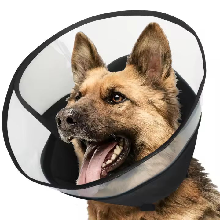Cono para Perros Suave Collar Protector Posterior a la Cirugía Ajustable para Perros Grandes Negro - 1