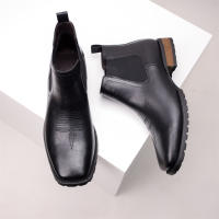 Botas de vaquero occidentales bordadas vintage Botas Chelsea de tacón cuadrado con parte superior baja - details 12