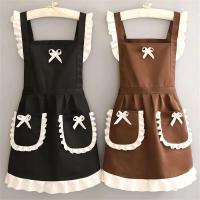 Lindo vestido de sirvienta japonesa con cintura cocina hogar restaurante ropa de trabajo para mujeres monos de café delantal - details 0
