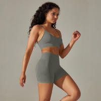 Conjunto Deportivo de Yoga sin Costuras para Mujeres Sports Bra Sin Mangas, Pantalones Cortos - details 32