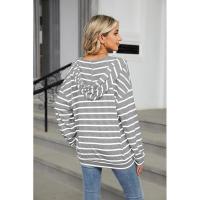 Sudadera con capucha de moda coreana para mujer, manga larga, rayas, primavera-otoño, top novedoso - details 19