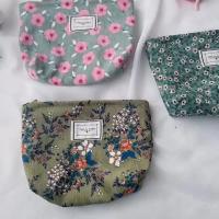 Bolsa de Maquillaje de Pana Retro con Estampado de Flor Ideal para Viajes Organizador de Cosméticos - details 1