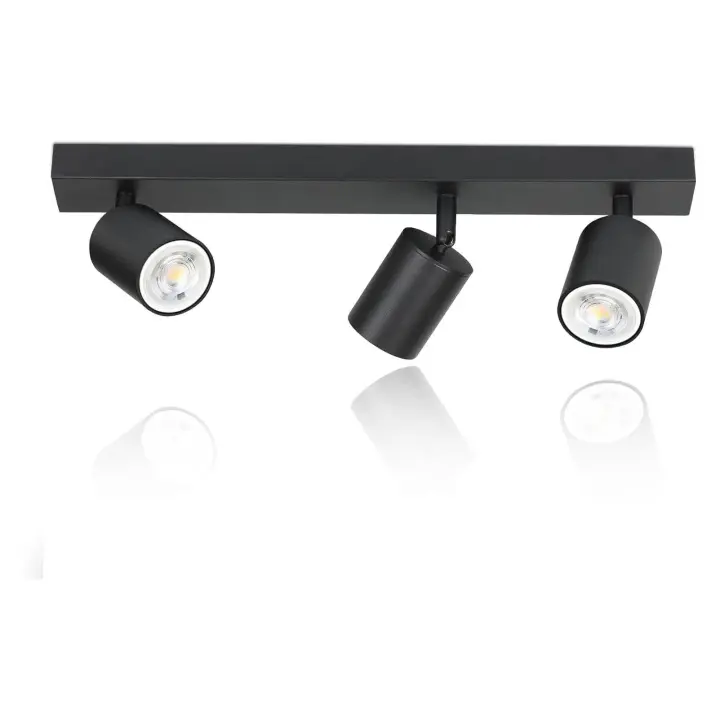CBJKTX Lámpara de techo LED GU10 negra de 3 puntos máx. 25w 350 ° Lámpara de pasillo moderna giratoria, luz de pared industrial para sala de estar y dormitorio - 1