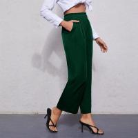 Pantalones elegantes y elegantes lisos de tiro medio para mujer, pantalones holgados de pierna recta para mujer, pantalones cortos cómodos - details 4