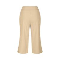 2024 primavera y verano mujeres elástico cintura alta 3/4 pantalón sólido Casual ajuste activo pantalones de pierna Capris anchos pantalones con bolsillos - details 45