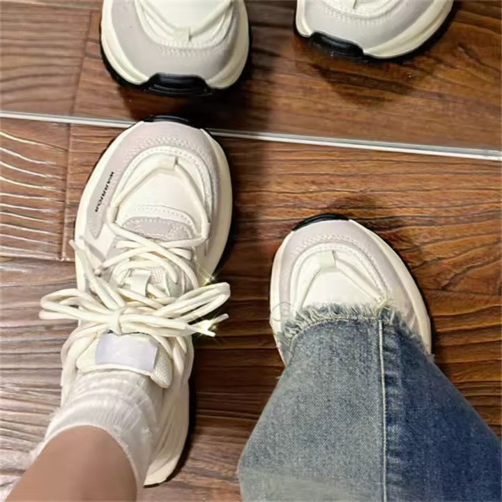 Zapatos deportivos planos de suela gruesa de colores mezclados para mujer, informales, para correr al aire libre - 1