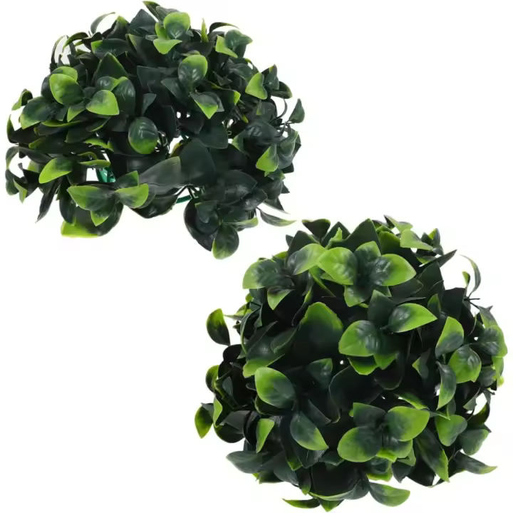 Bolas de Hierba Decorativas 2 Piezas Decoración de Jardín Plástico Verde Ideal para Sala de Estar - 1