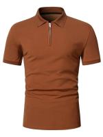 Camiseta polo de manga corta de color sólido con solapa para hombre, top de ajuste informal, ropa para hombre - details 0