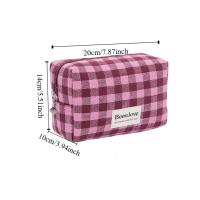 Bolsa con cierre para cosméticos a cuadros de celosía Simple, neceser de viaje de gran capacidad, bolsa de maquillaje impermeable de poliéster para mujeres/hombres - details 1