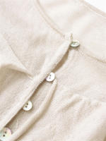 Nueva Primavera-Otoño OUWU Blusa de Punto Fino y Hermosa con Cuello en V y Volantes - details 6