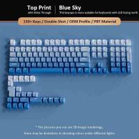 130 Keys Gradient Blue Shine Through OEM Profile RGB Backlit PBT Double Shot Keycaps for MX Switches Gaming Keyboards - details 2