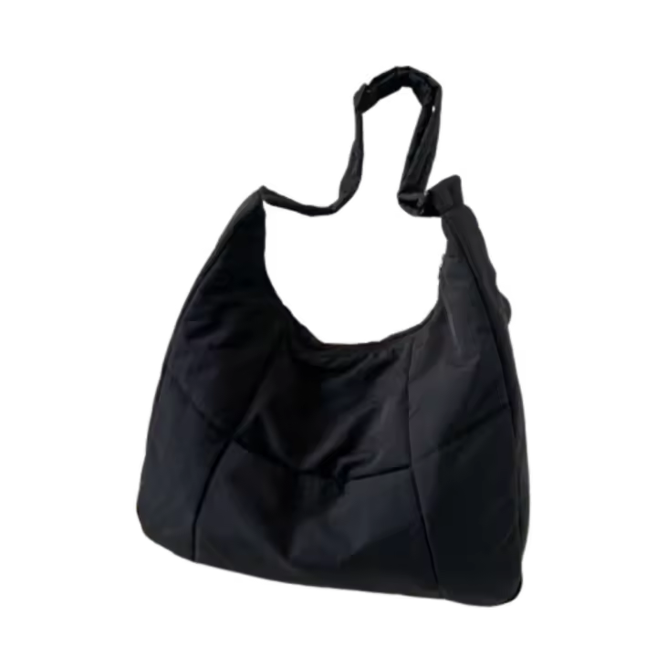 Bolso de hombro de tela suave con cremallera, bolso de compras de Color sólido de estilo informal, bolsa de almacenamiento, bolso ajustable para las axilas, escuela - 1