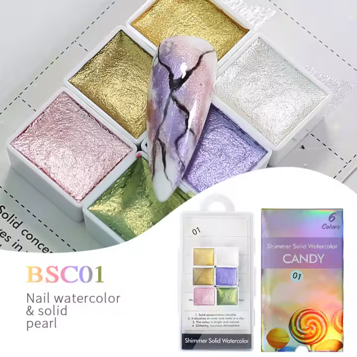 Pinturas en polvo de acuarela para decoración de uñas, pintura metálica para decoración de uñas en polvo cromado, pigmento sólido para manicura, Perla - 1