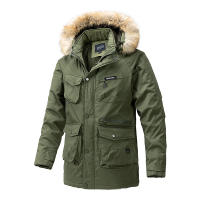 Chaqueta gruesa de lana para hombre, abrigo a prueba de viento con Cuello de piel y capucha, Parka informal de marca clásica, a la moda, novedad de invierno, 2024 - details 3