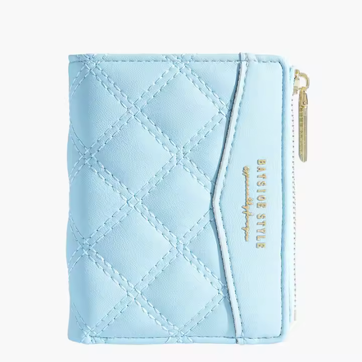 Cartera Corta y Delgada con Múltiples Ranuras Color Sólido Elegante para Chicas - 1