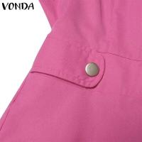 VONDA, vestido con volantes para mujer, verano 2025, vestido veraniego de Color sólido, Vestidos de playa con cuello en V, bata holgada informal bohemia de gran tamaño - details 12