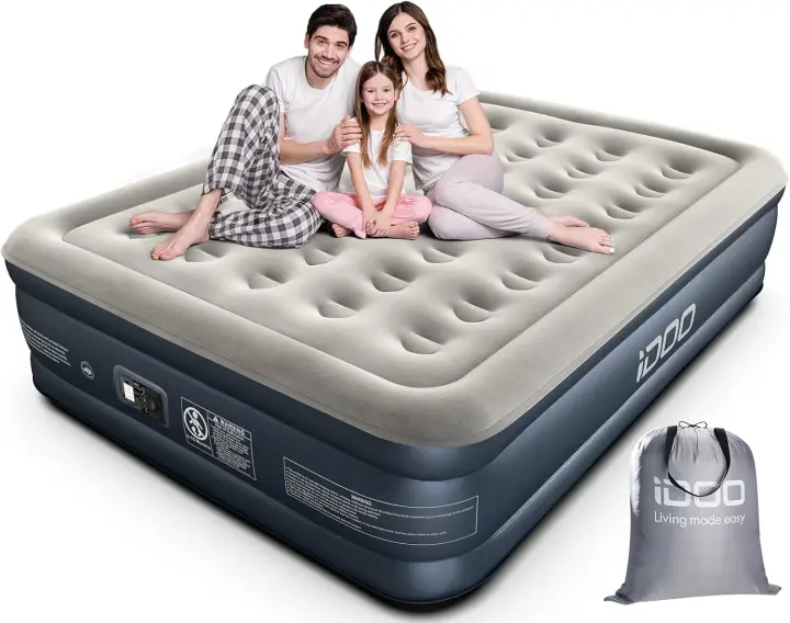 hinchable ,Cama hinchable con bomba de inflado incorporada.Rápido inflado y desinflado en tan solo 3 minutos,para el hogar,viajes y camping,152x203x38cm.Peso máximo:295Kg(Cama Matrimonial) - 1
