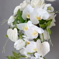 4 Uds arreglo floral ramo de anturio de tacto Real hecho a mano ramo Artificial Flexible boda - details 9