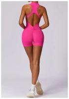 Mono de Yoga Sin Mangas con Almohadilla Kailuoka para Mujer Rompers Deportivos de Gimnasio Fitness Cortos con Talleres Material de Nylon - details 3