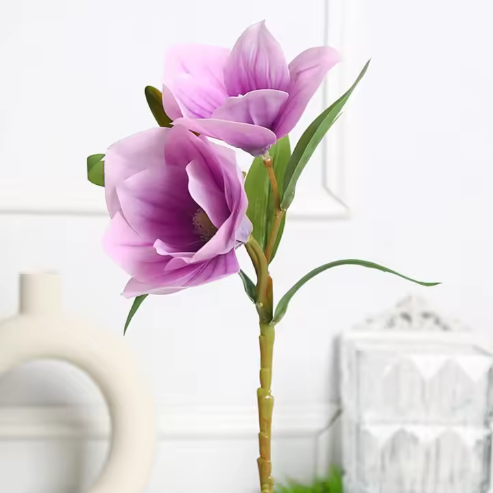 2 tenedores de flores artificiales de Magnolia, decoración de mesa de boda, Festival de flores de Magnolia, decoración de flores, accesorios de fotografía - 1