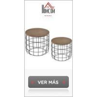 Juego de 2 Mesas Auxiliares Redondas Apilables Mesas Nidos Modernas con Encimera en Efecto de Mármol y Marco de Acero Ø60x46 cm y Ø40x40 cm Blanco - details 11