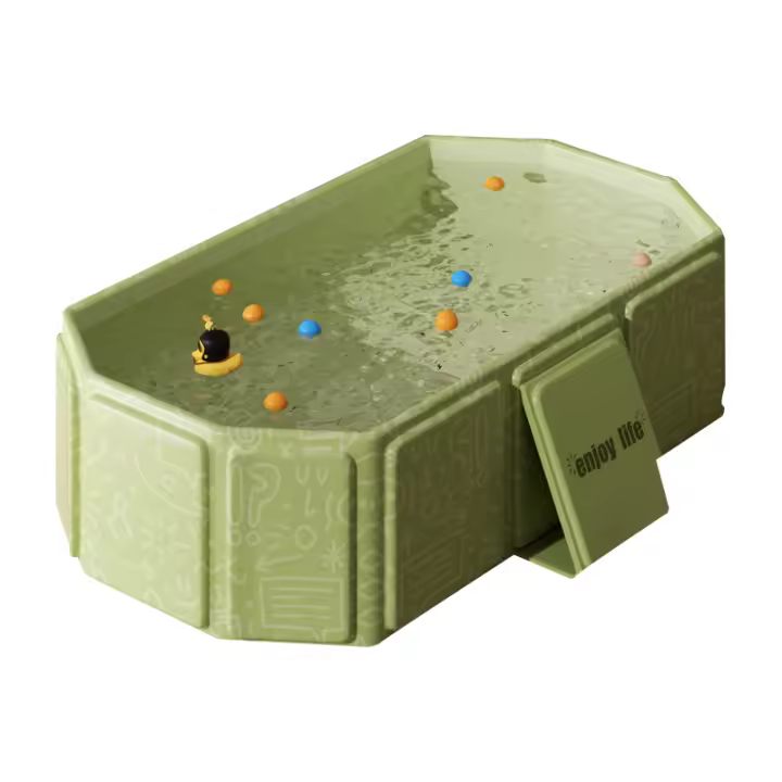 1PC verde y blanco portátil engrosada bañera plegable para niños, apto para viajar, bañera plegable para niños, recién nacido bebé de una sola pieza bañera - 1