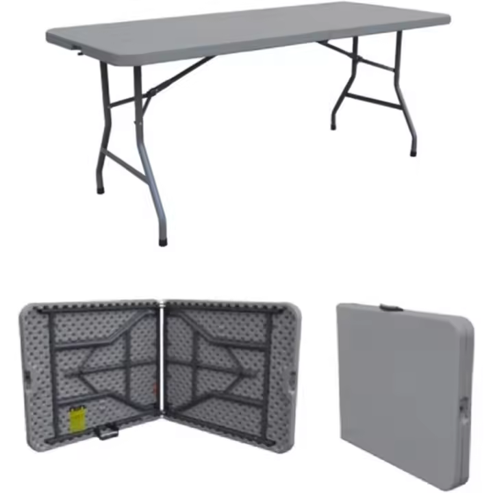 Plegable 180 x 76 Cm de Exterior, Jardín, Catering, Hostelería y Eventos. Abatible y Auxiliar para Comedor y Camping. Fácil de Transportar, Portátil y de PVC. - 1